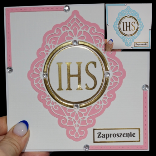 Zaproszenie na Pierwszą Komunię Świętą z IHS - Unikalny Design - ręcznie robione.png