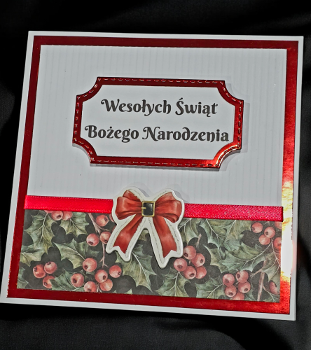 Kartka świąteczna na Boże Narodzenie z kokardką.png